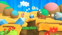 Location of the first Smiley Flower in Yarn Yoshi Takes Shape!, from Yoshi's Woolly World.