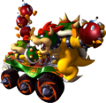 Bowser and Bowser Jr., using the Koopa King in a Bob-omb Blast match