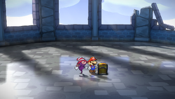 Fifth treasure chest in the Hooktail Castle in the remake of Paper Mario: The Thousand-Year Door for the Nintendo Switch.