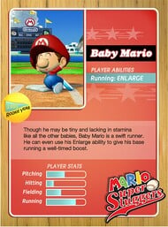 Level 1 Baby Mario card from the Mario Super Sluggers card game