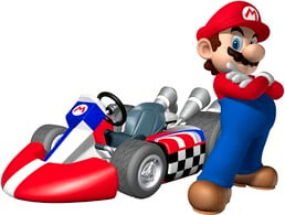 Mario Kart Wii promotional artwork: Mario next to his normal kart