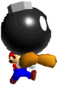 Mario carrying a Bob-omb