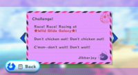 Jibberjay challenging Mario to a race