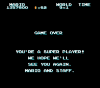 Game Over screen.