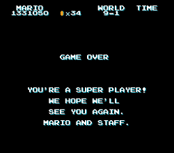 Game Over screen.