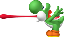 Artwork of Yoshi with his tongue out