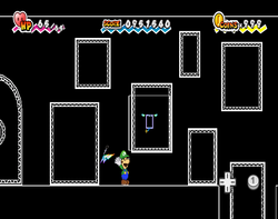 Luigi using Fleep to uncover the Super Dimentio Special Card in Castle Bleck Interior of Super Paper Mario.