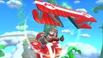Mario (Aviator) gliding in the Prop Kart with the Sky-High Flyer