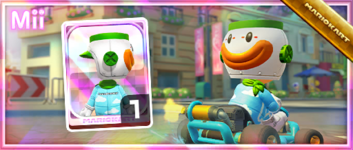 The Koopa Clown Mii Racing Suit from the Mii Racing Suit Shop in the 2023 Anniversary Tour in Mario Kart Tour