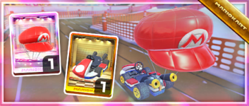 The Mario's Hat Balloon Pack from the 2022 Mario vs. Luigi Tour in Mario Kart Tour