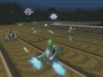 Luigi drifting on the course in the credits