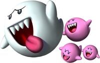 Artwork of Boo along with three Red Boos from Mario Party 6