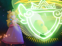Princess Peach using her Team Barrier Technique in Mario + Rabbids Sparks of Hope