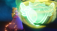 Princess Peach using her Team Barrier Technique in Mario + Rabbids Sparks of Hope