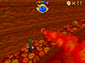 A flamethrower inside the volcano in Lethal Lava Land