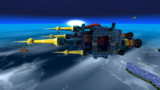 A screenshot of Dreadnought Galaxy during the "Revenge of the Topman Tribe" mission from Super Mario Galaxy.