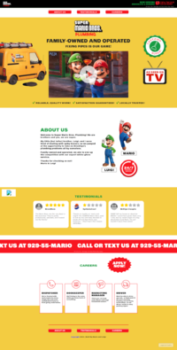 A full-page screenshot of the SMB Plumbing website frontpage.