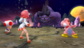 White Mage, Pink Yoshi, and Toad prepare to fight Behemoth