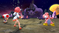 White Mage, Pink Yoshi, and Toad prepare to fight Behemoth.