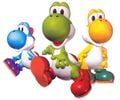 Early artwork, showing a slightly different design for the Yoshis