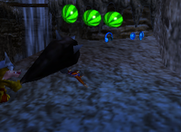 A set of blue Banana Coins in Crystal Caves.