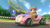 Princess Daisy's kart, equipped with the Slick wheels.