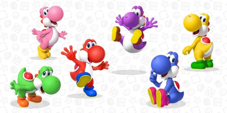 Picture of multicolored Yoshis shown with the fourth question of the Fun Bowser Personality Quiz