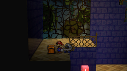 Eleventh treasure chest in the Palace of Shadow in the remake of Paper Mario: The Thousand-Year Door for the Nintendo Switch.