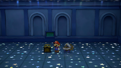 Fourth and eighth treasure chests in the Palace of Shadow in the remake of Paper Mario: The Thousand-Year Door for the Nintendo Switch.