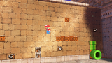 Mario in the 8-bit mural of Tostarena Ruins.