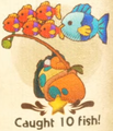 "Caught 10 fish!" discovery from Casterway Habitat in Yoshi and the Mysterious Book