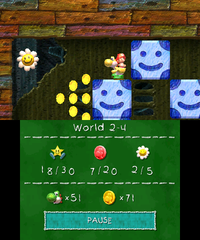 Smiley Flower 3: In the upper left corner of the room with the blue smiley face blocks. The room can entered when a Door Heihō is defeated before it runs off a ledge.