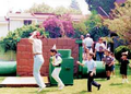 Participants playing in the buildable scenery