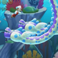 Two purple Dragoneels, swimming alongside Mario