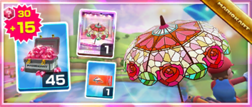 The Rose Parasol Pack from the 2021 Paris Tour in Mario Kart Tour