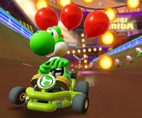 Thumbnail of the Koopa Troopa Cup challenge from the 2023 Mario vs. Luigi Tour; a Steer Clear of Obstacles challenge set on GCN Waluigi Stadium