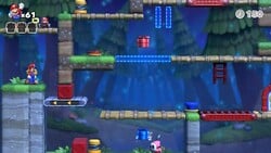 Screenshot of Mystic Forest Plus level 7-1+ from the Nintendo Switch version of Mario vs. Donkey Kong