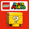 Back side of any card in a LEGO Super Mario-themed Memory Match-up activity, showing a ? Block and the logo of LEGO Super Mario
