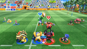 Yoshi and Dr. Eggman reaching for the ball