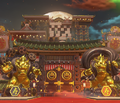 Bowser's Kingdom Statues Guard the Court