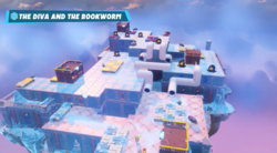 An example of the The Diva and the Bookworm battle in Mario + Rabbids Sparks of Hope