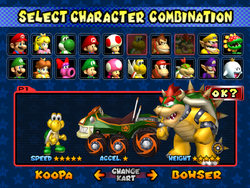 The complete roster for Mario Kart Double Dash!!.