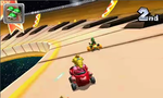 Peach and Yoshi, driving on the giant piano