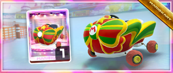 The Ribbon Rider from the Spotlight Shop in the 2022 Holiday Tour in Mario Kart Tour