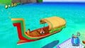 Screenshot of the red boat that brings Mario from Delfino Airstrip to Delfino Plaza.