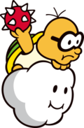 Artwork of a Lakitu holding a Spiny Egg from the Japanese detail site for Super Mario Bros.: The Lost Levels.