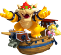 Bowser holding Princess Peach hostage in his airship