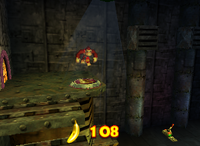 A setup for a Golden Banana for Donkey Kong on DK Isles.