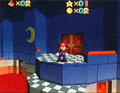 Early screenshot of Mario standing inside of the Mushroom Castle