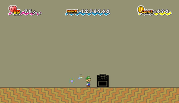 Last treasure chest in Flipside Pit of 100 Trials of Super Paper Mario.